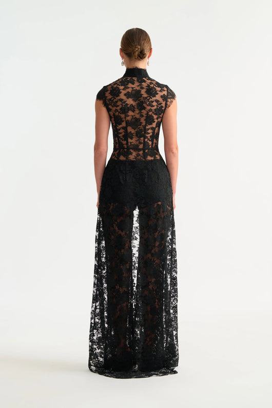 Black floral lace top - detail